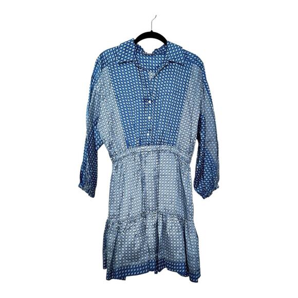 NWT Sandro Kate Geometric Long Sleeve Tiered Shirtdress Size 38 - Picture 1 of 4